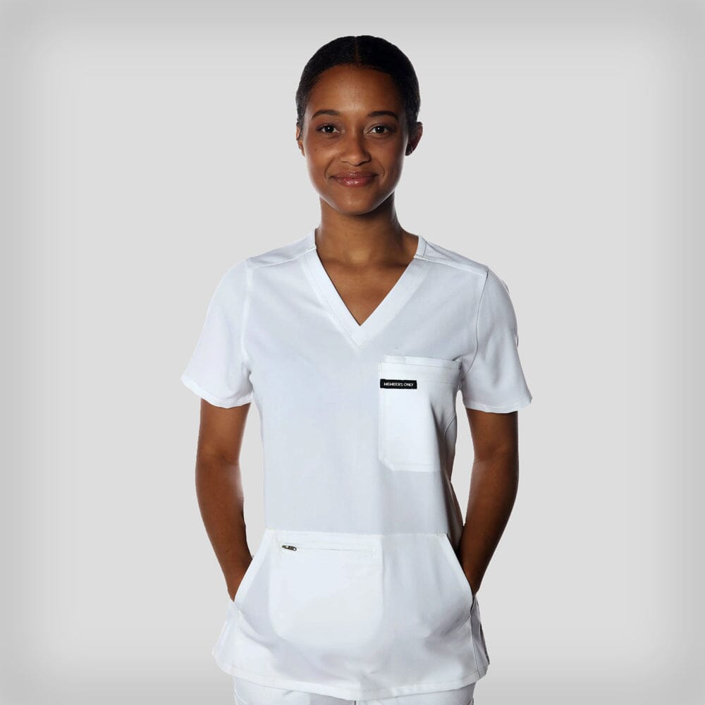 Cordoba 5-Pocket Scrub Top Womens Scrub Top Members Only WHITE X-Small 