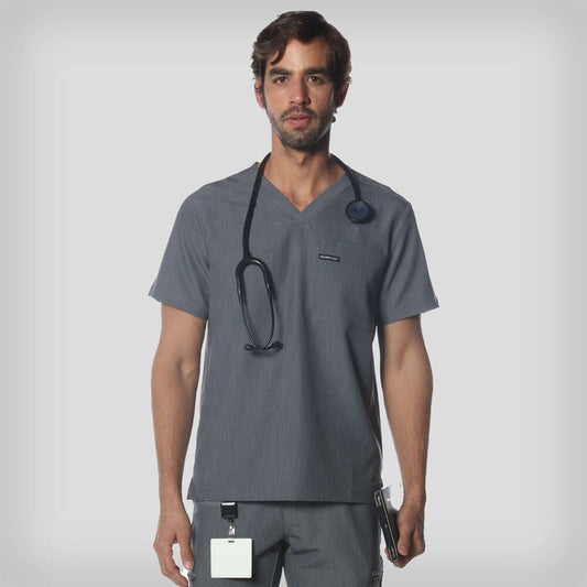 Brighton 3-Pocket Scrub Top Mens Scrub Top Members Only Graphite X-Small 