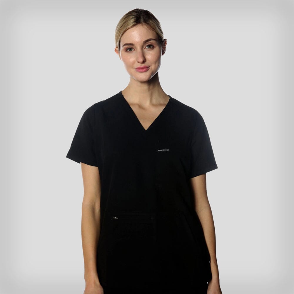 Cordoba 5-Pocket Scrub Top Womens Scrub Top Members Only BLACK X-Small 