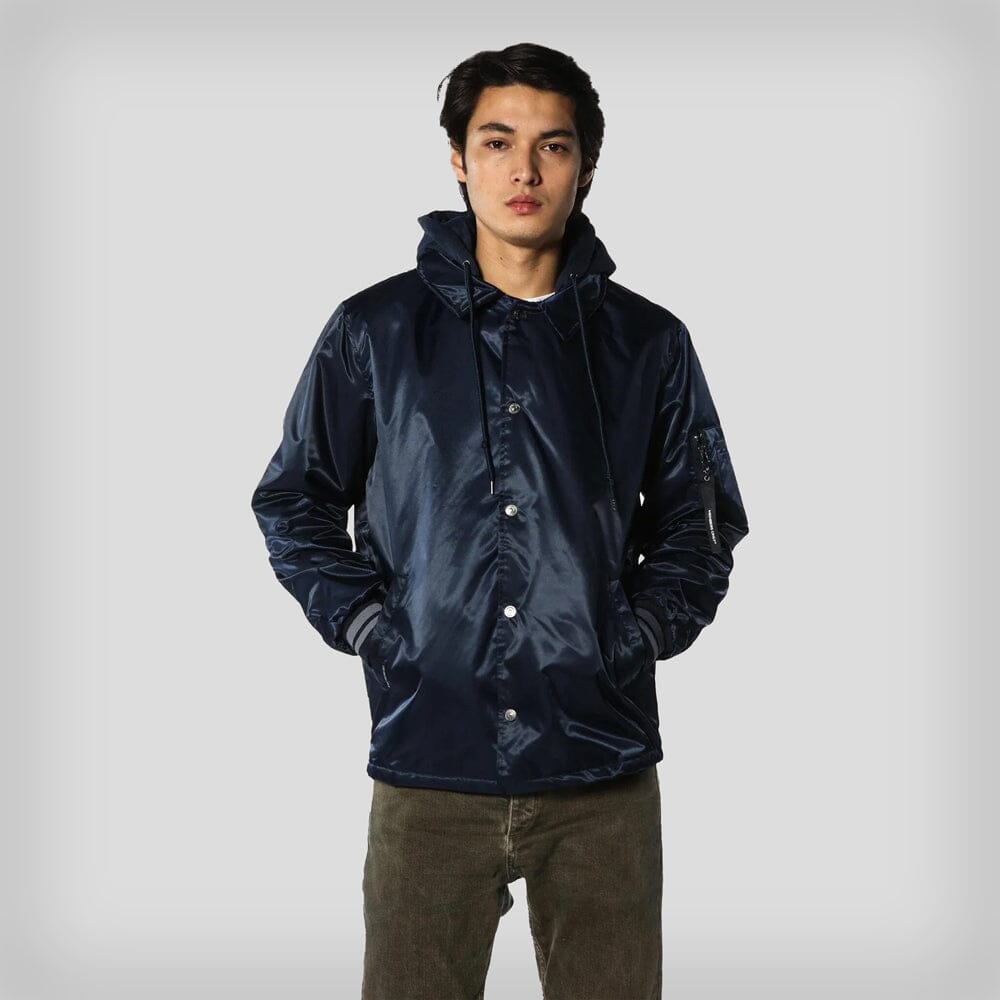 Members Only Men's Coach Jacket with Fleece Hood - Ruumur