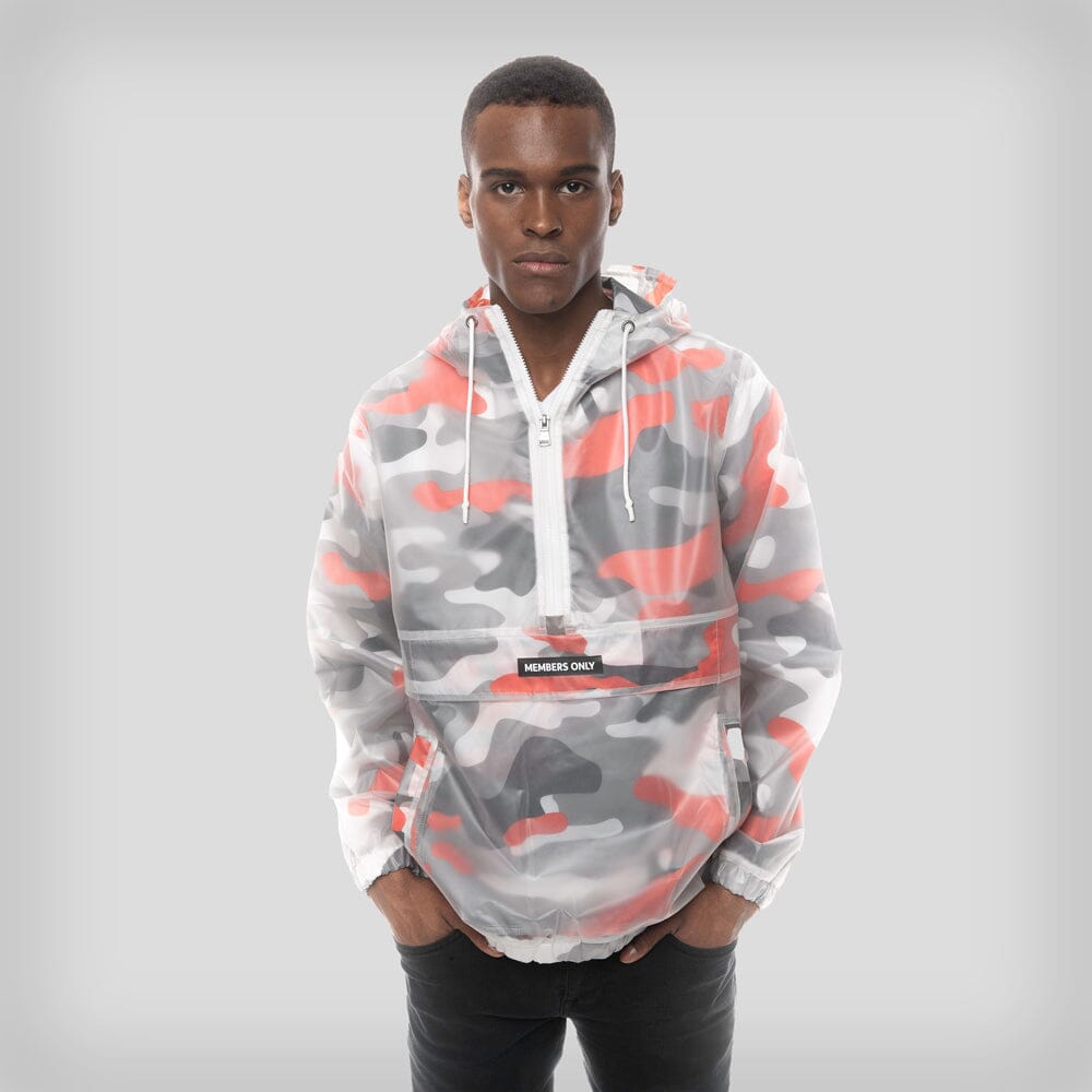 Members Only Men's Translucent Camo Print Popover Jacket - Ruumur