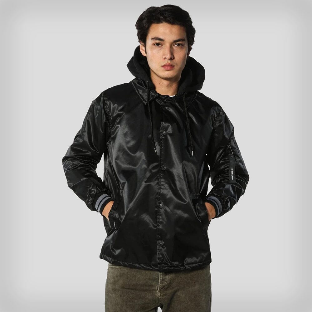 Members Only Men's Coach Jacket with Fleece Hood - Ruumur