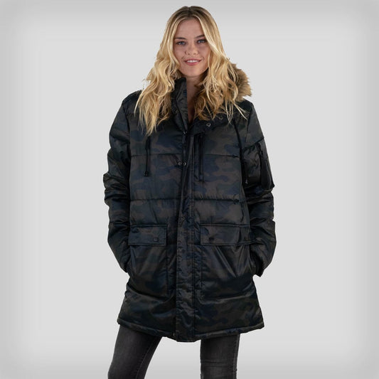 Women's Snorkel Puffer Oversized Jacket - FINAL SALE Womens Jacket Members Only CAMOUFLAGE Small 