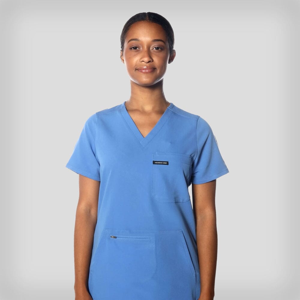 Cordoba 5-Pocket Scrub Top Womens Scrub Top Members Only CEIL BLUE X-Small 