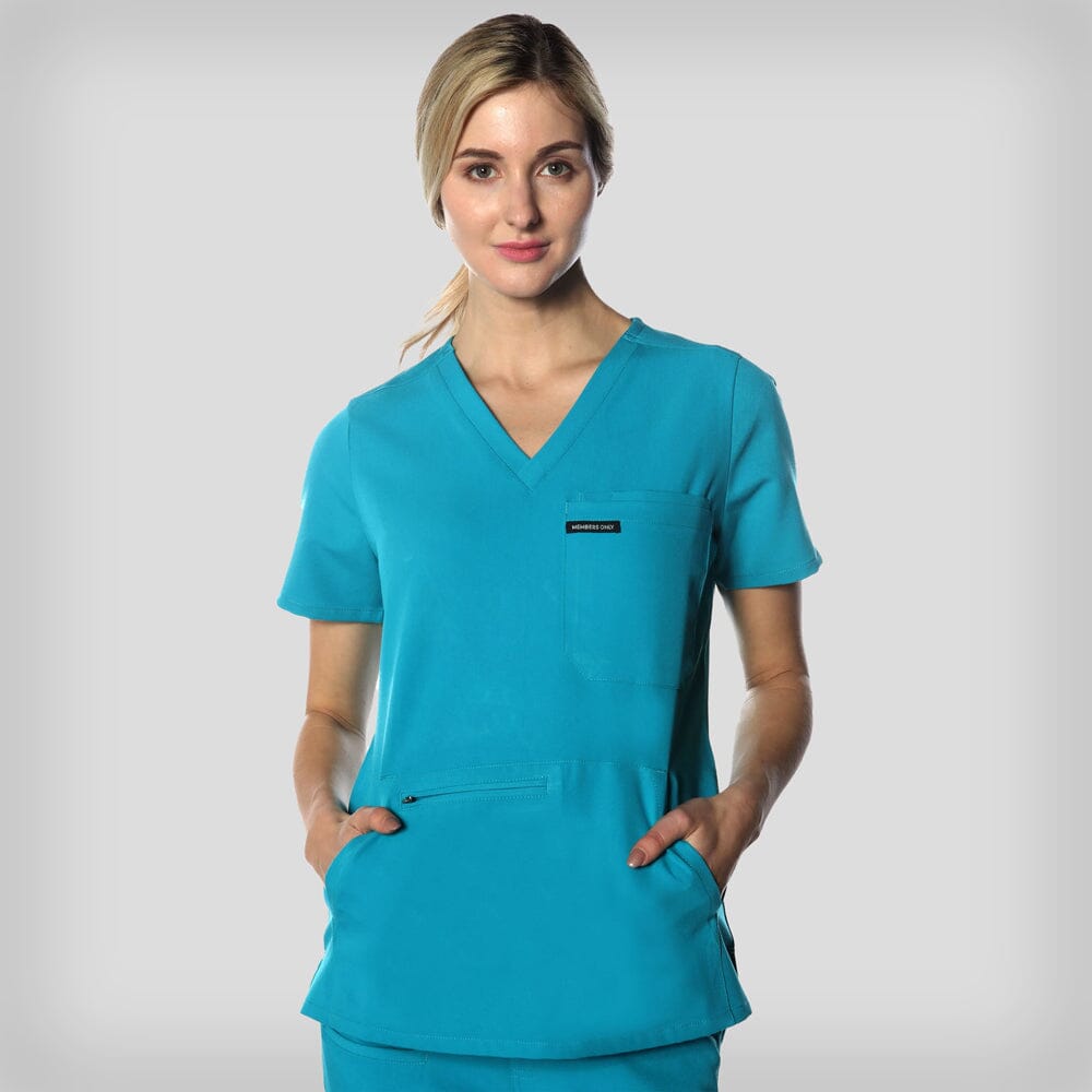 Cordoba 5-Pocket Scrub Top Womens Scrub Top Members Only TEAL X-Small 