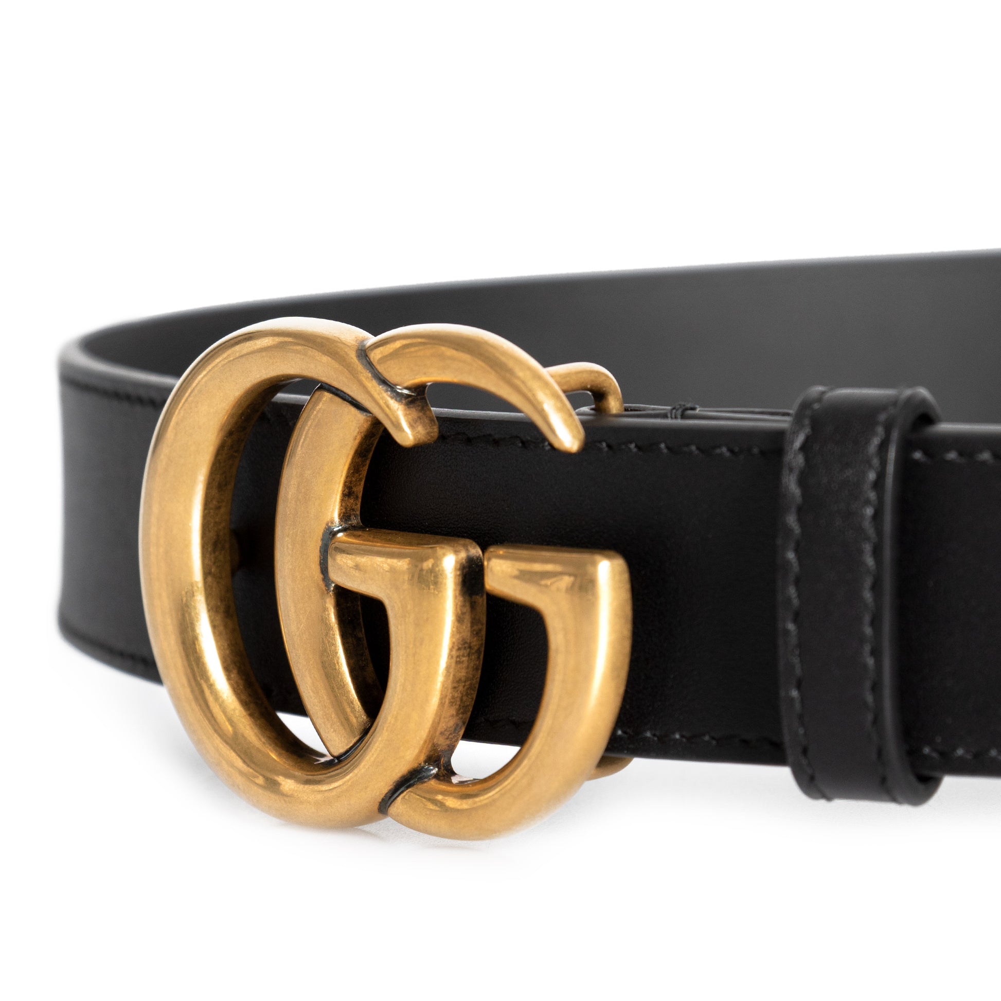 title:Gucci Belt Double GG Buckle Leather;color:Black