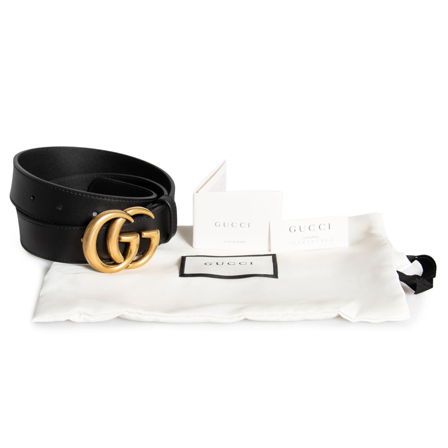 title:Gucci Belt Double GG Buckle Leather;color:Black