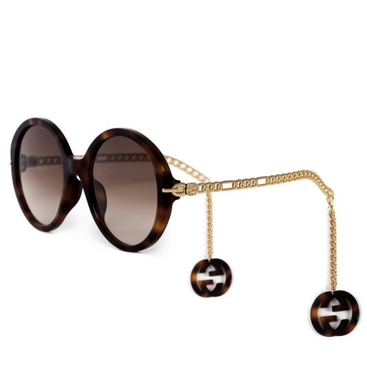 title:Gucci Round Sunglasses GG0726S 002 56;color:Brown