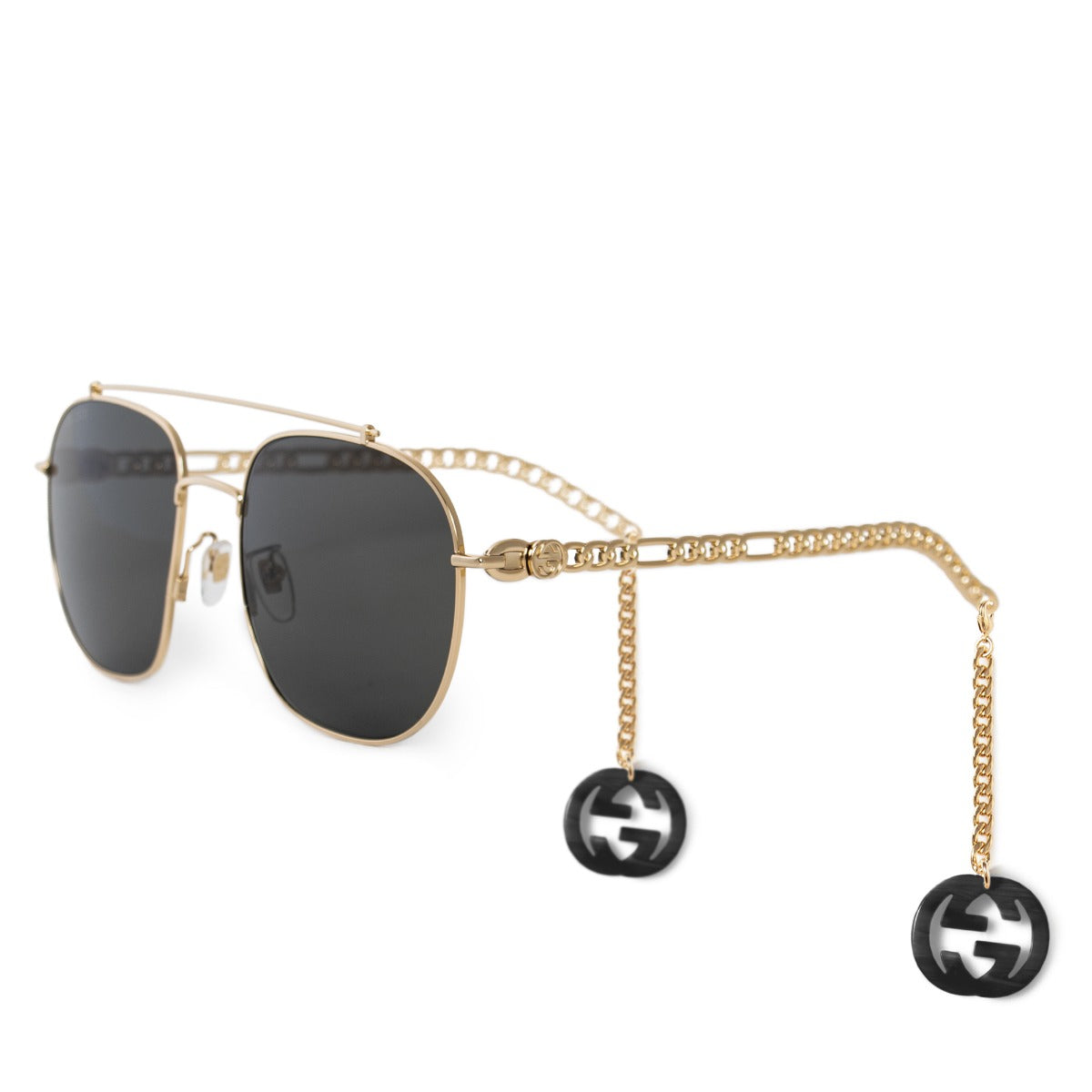 title:Gucci Square Sunglasses GG0727S 001 58;color:Gold