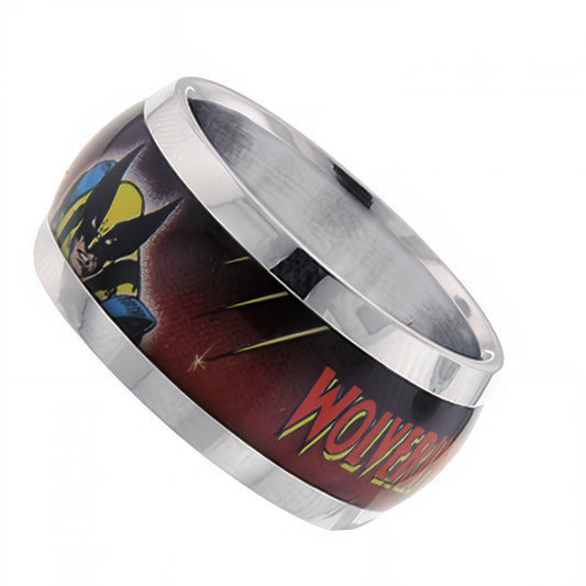 title:Wolverine Red and Black Logo Ring;color:Grey