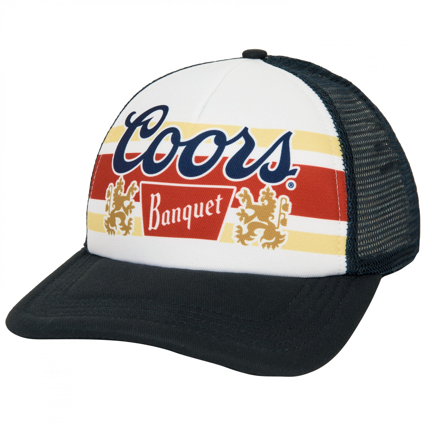 title:Coors Banquet Vintage Logo Mesh Back Trucker Hat;color:White