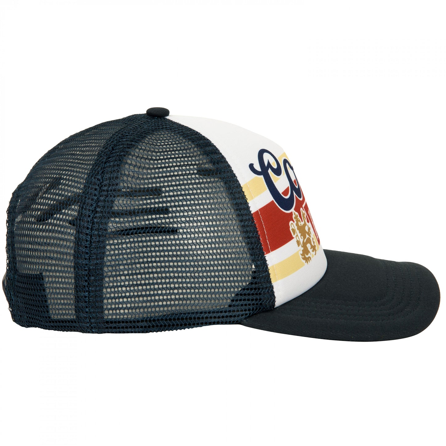 title:Coors Banquet Vintage Logo Mesh Back Trucker Hat;color:White