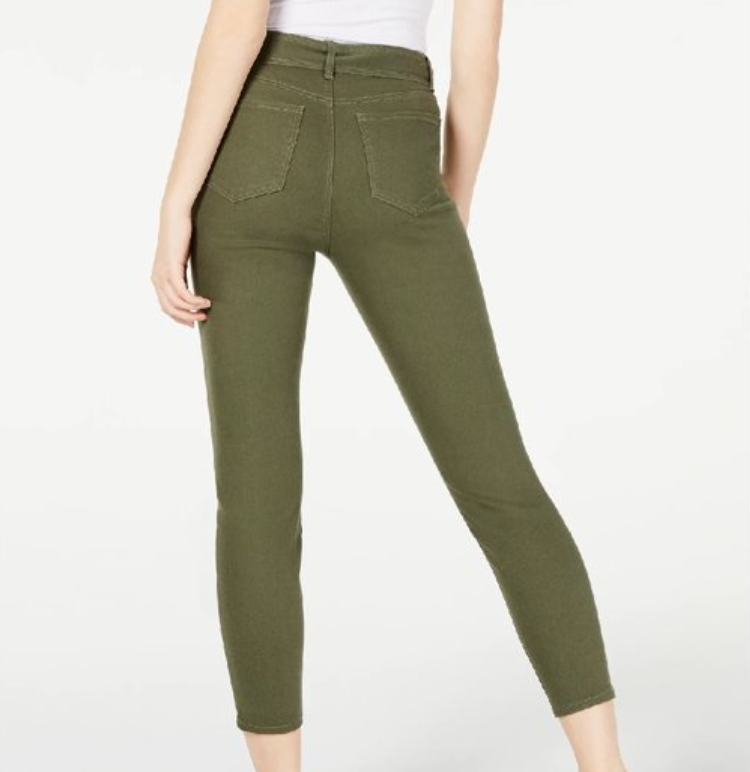 Vanilla Star Women's Belted Cropped Jeans Green Size 7