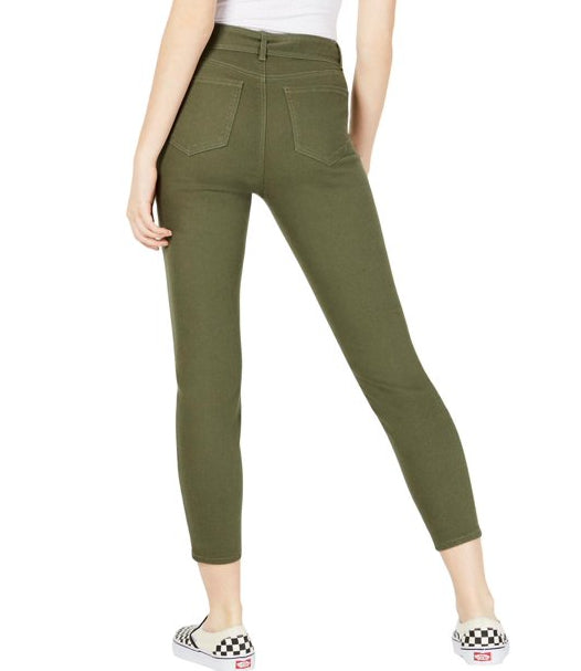 Vanilla Star Women's Belted Cropped Jeans Green Size 1