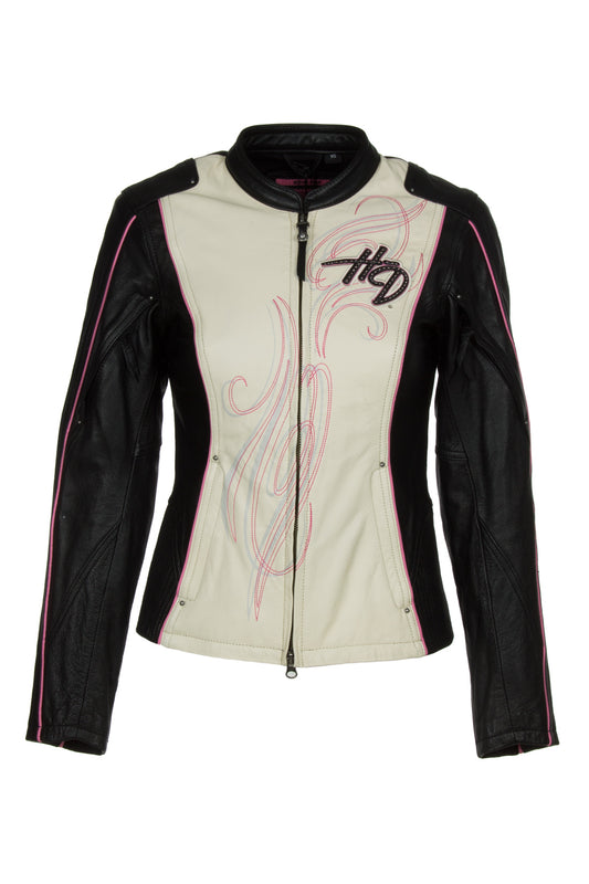 title:Harley-Davidson Women's Jacket  Pink Label Color blocked - Leather - Model 97010-14VW;color:Black