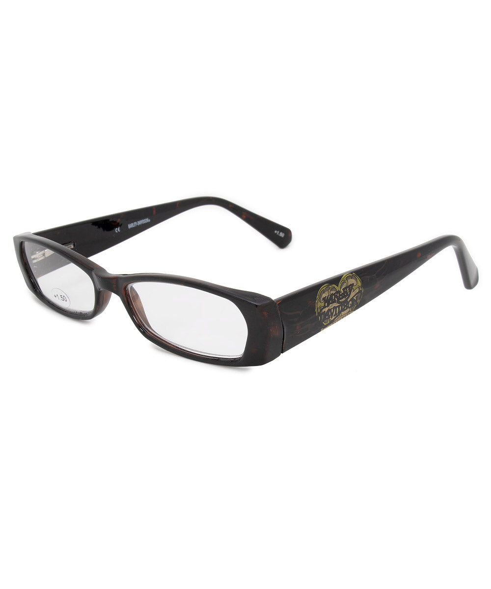 title:Harley Davidson Rectangular Reading Eyeglasses HD3004 TO 52 +1.50;color:Brown