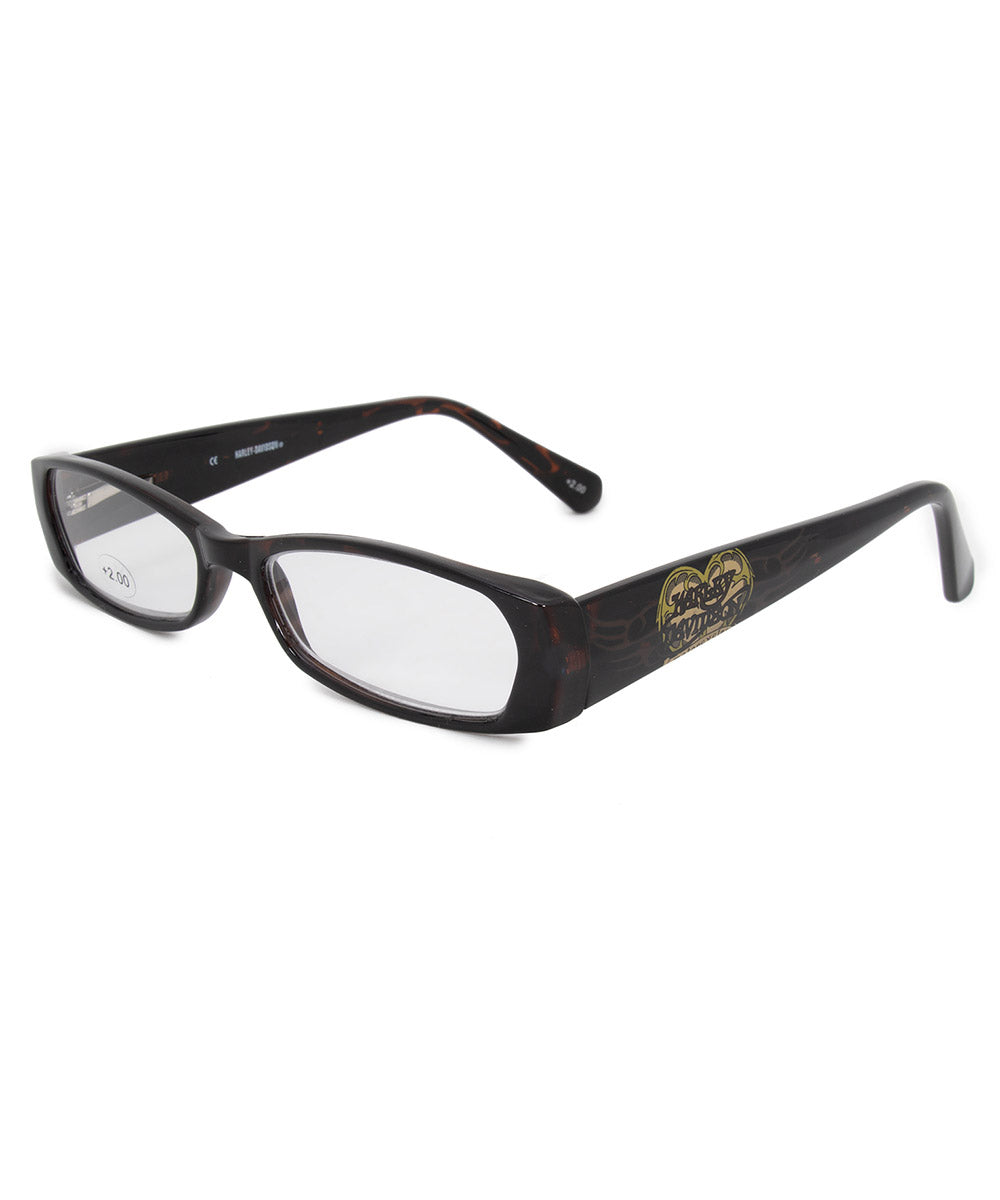 title:Harley Davidson Rectangular Reading Eyeglasses HD3004 TO 52 +2.0;color:Brown