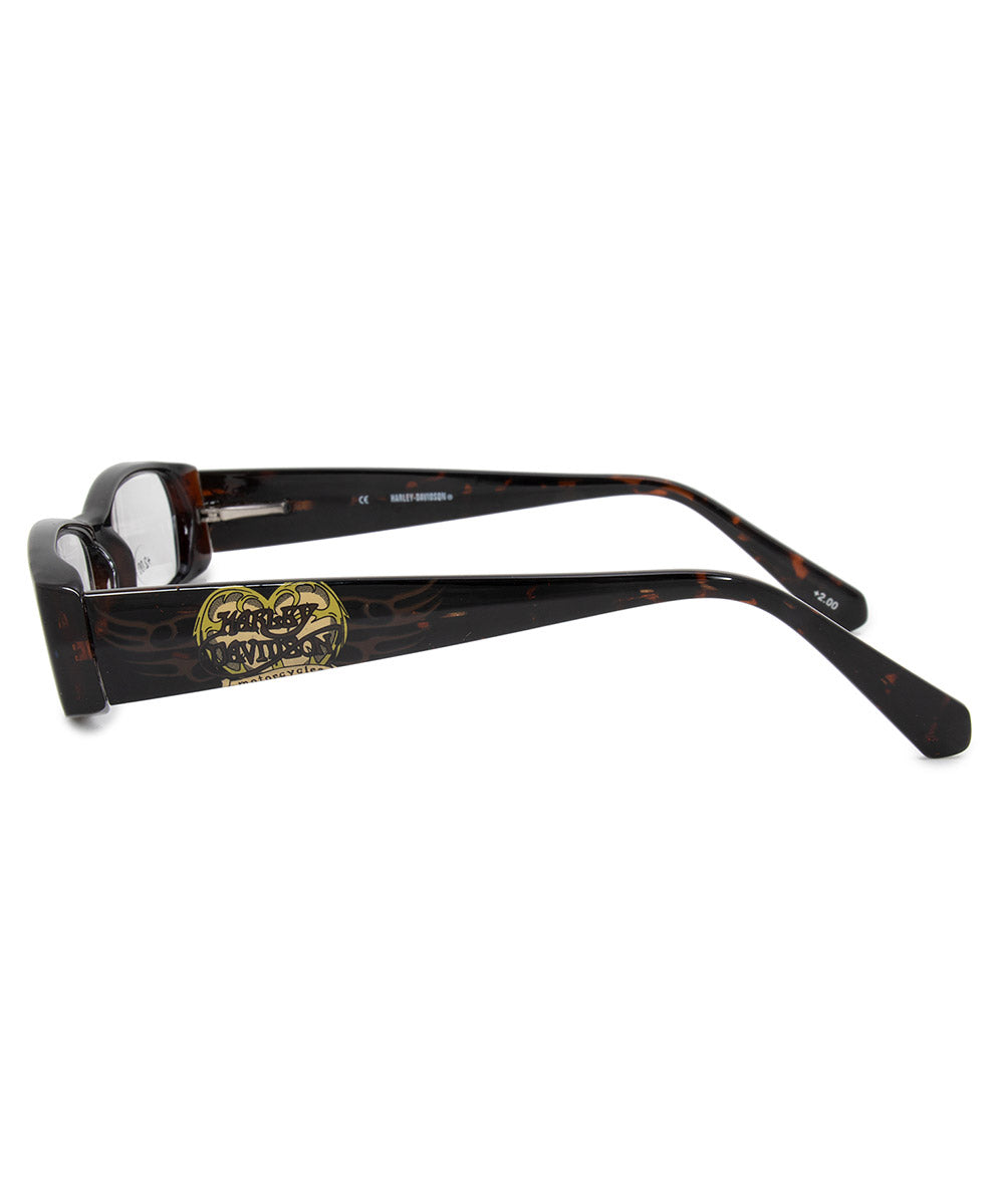 title:Harley Davidson Rectangular Reading Eyeglasses HD3004 TO 52 +2.0;color:Brown