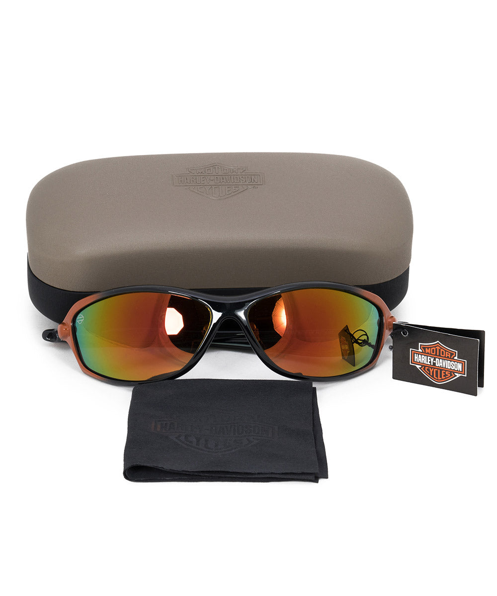 title:Harley Davidson Rectangle Sunglasses HDS0614 BKOR 66;color:Black