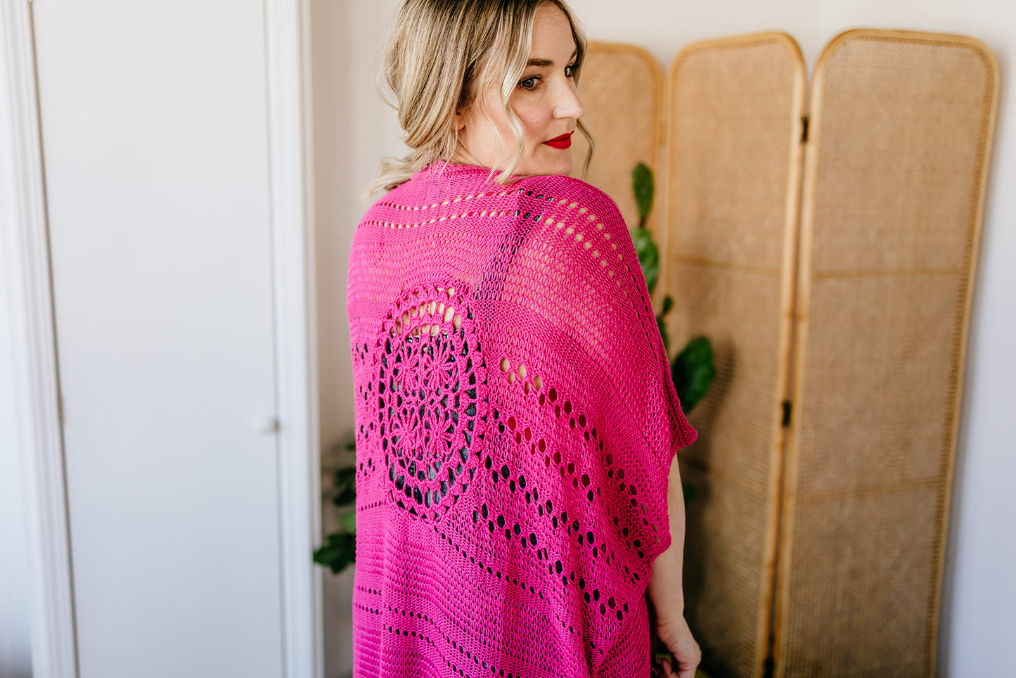 fern cardi in hot pink