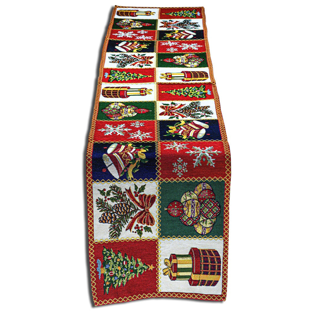 Homvare Christmas Table Full Length Runner for Holiday Dinner, Parties, Home Décor Woven Tapestry 13”x72”