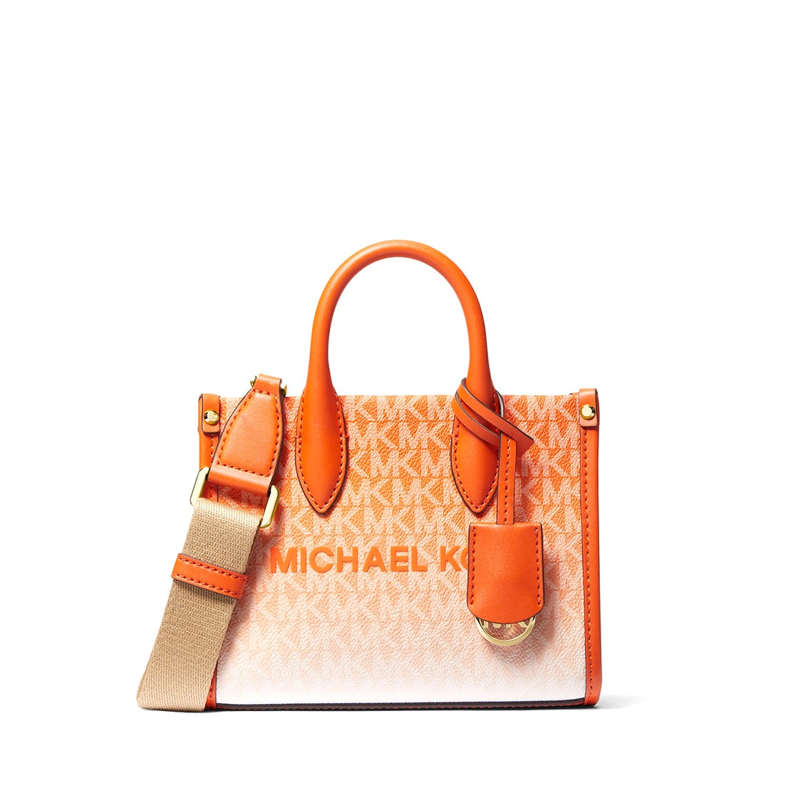 title:Michael Kors Women's Mirella Extra-Small Ombr� Signature Logo Satchel Crossbody Bag;color:Poppy