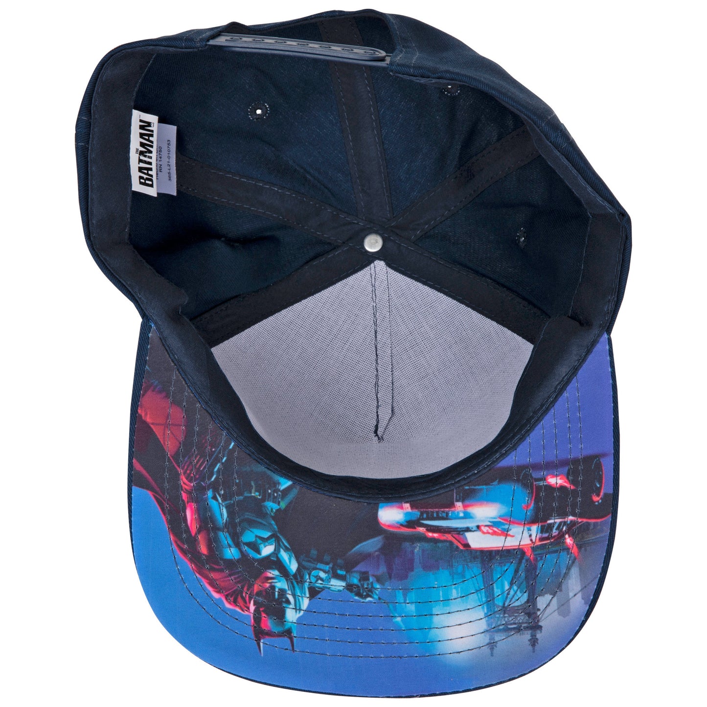 title:DC Comics The Batman Sketched Logo and Font Embroidery Flat Bill Hat;color:Blue