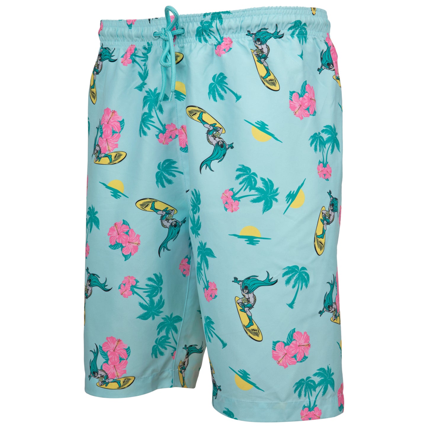 title:Batman Classic Floral Surf Board Shorts;color:Blue