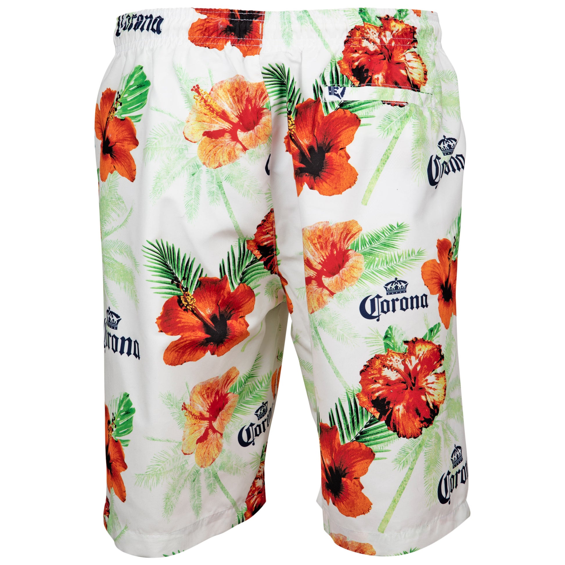 title:Corona Extra Floral Beach Board Shorts;color:Multi-Color