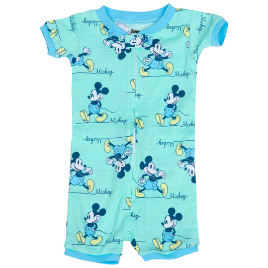 title:Disney Classic Mickey Short Sleeve Onesie Romper;color:Blue