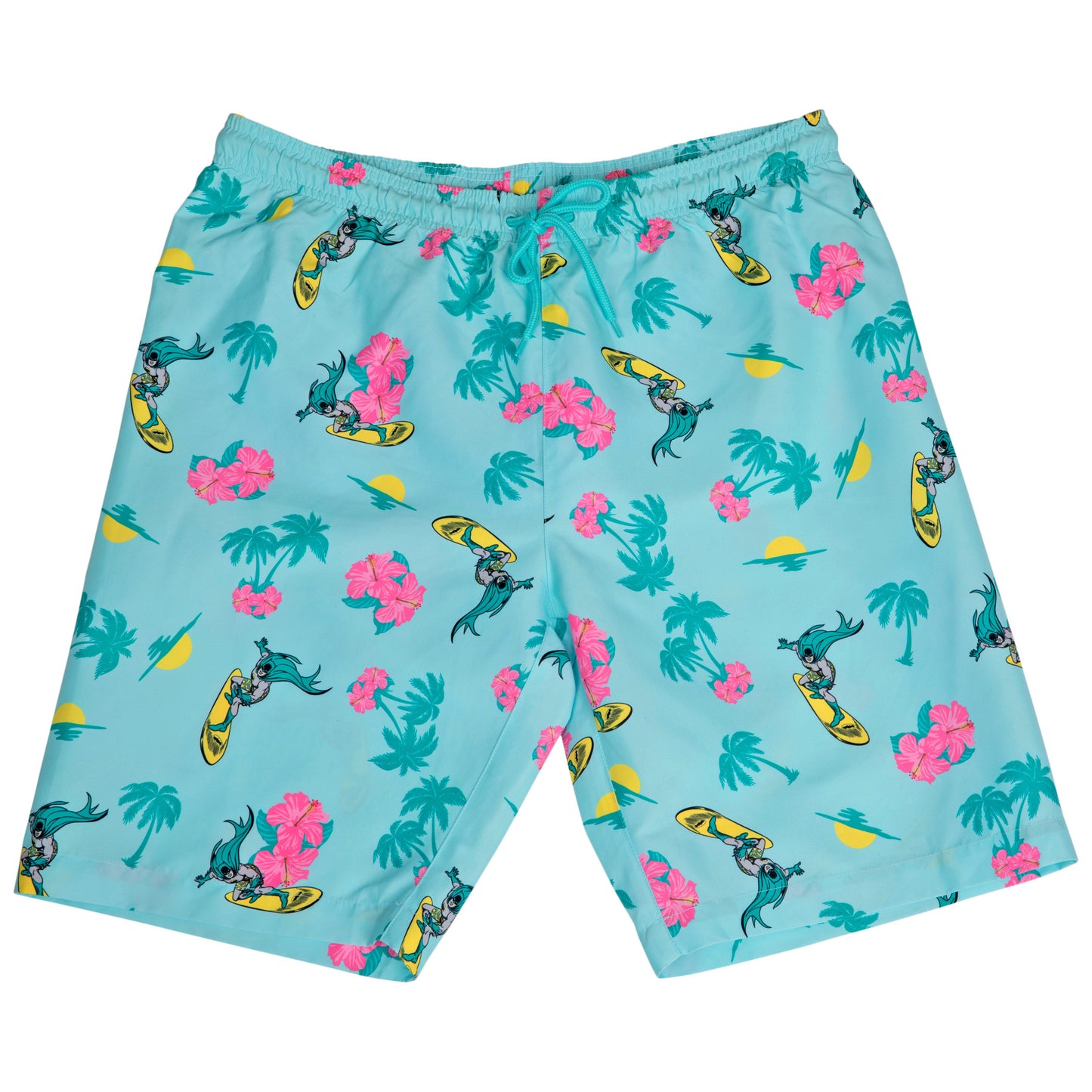 title:Batman Classic Floral Surf Board Shorts;color:Blue