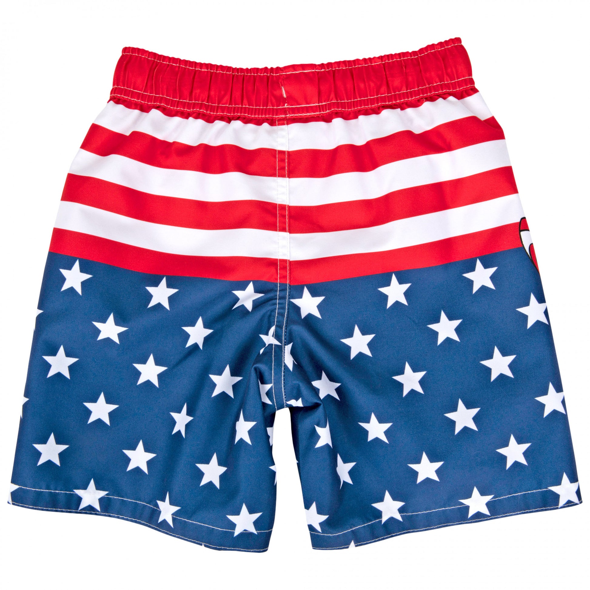 title:Captain America Character With Stars and Stripes Youth Swim Shorts;color:Multi-Color