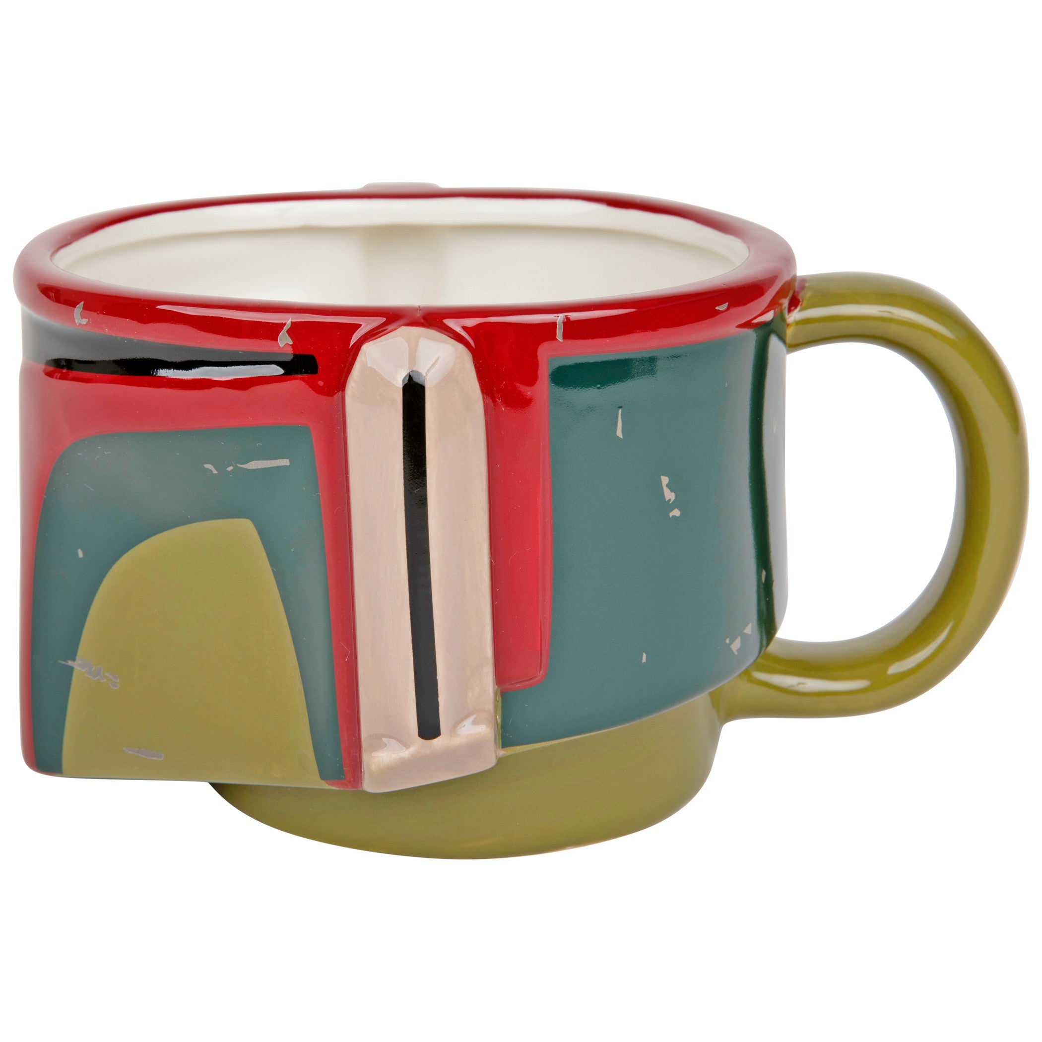 title:Star Wars Boba Fett Distressed Helmet 3D Sculpted 20oz Jumbo Mug;color:Green