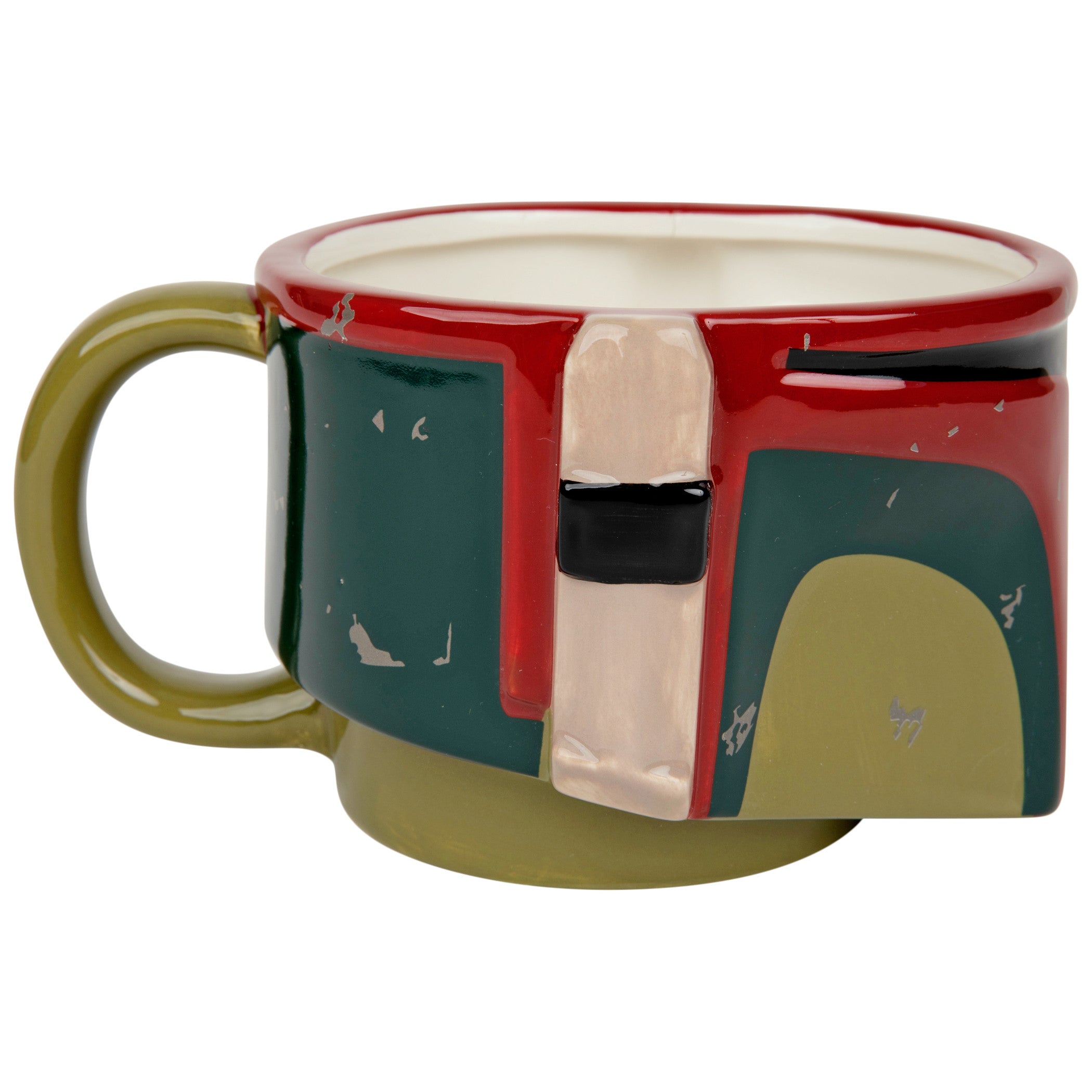 title:Star Wars Boba Fett Distressed Helmet 3D Sculpted 20oz Jumbo Mug;color:Green