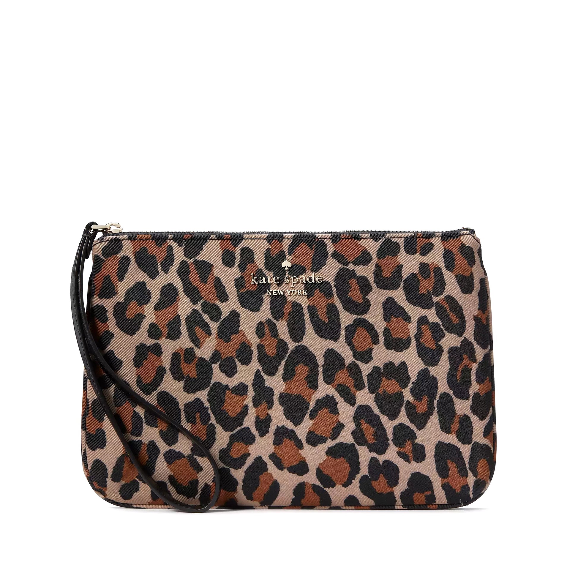 title:Kate Spade Women's Chelsea Leopard Medium Wristlet Pouch;color:Brown Multi