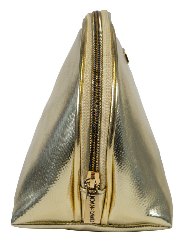 title:Joan & David Metallic Dome Cosmetic Bag;color:Gold