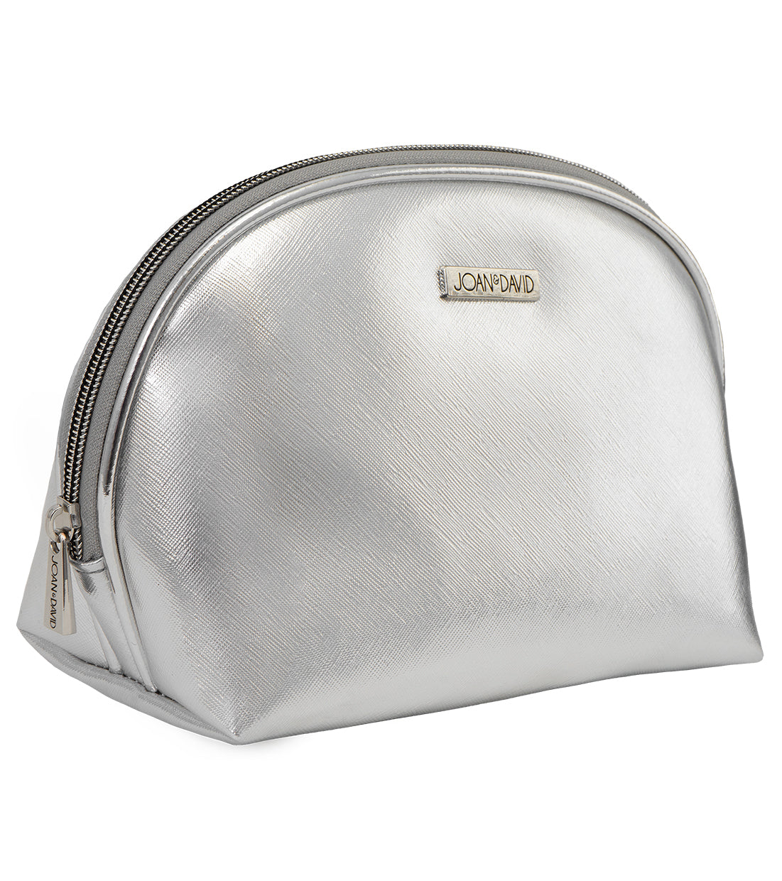 title:Joan & David Metallic Dome Cosmetic Bag;color:Silver