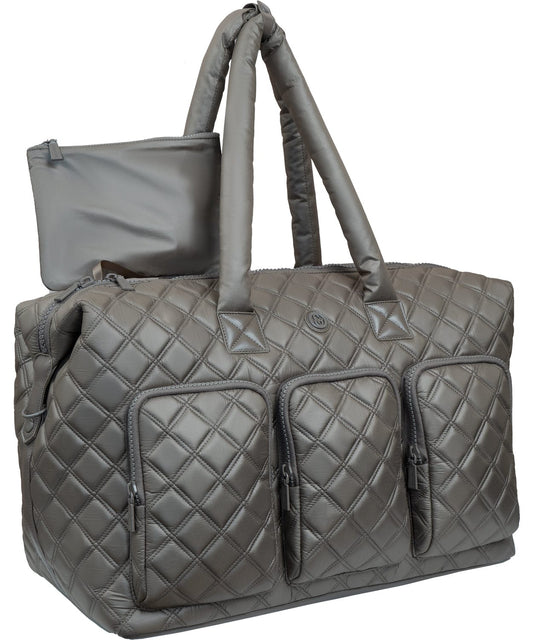 Joan & David 22 Inch Diamond Quilted Parachute Nylon 3 Pocket Duffel Bag