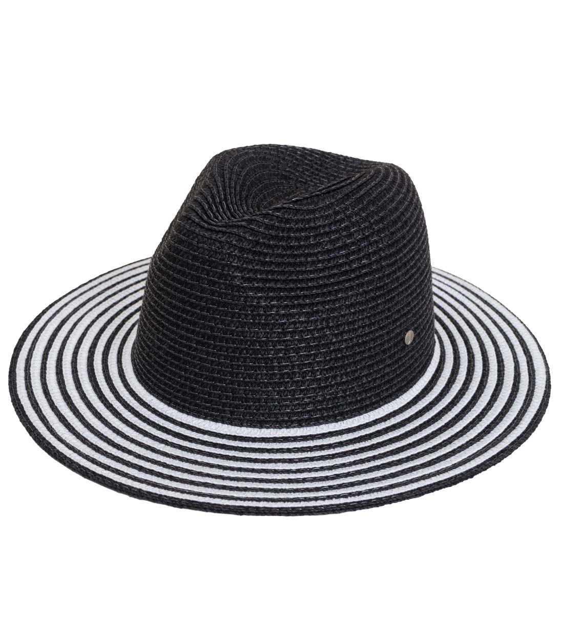 title:Jones New York Straw Hat 330S;color:BLACK/WHITE