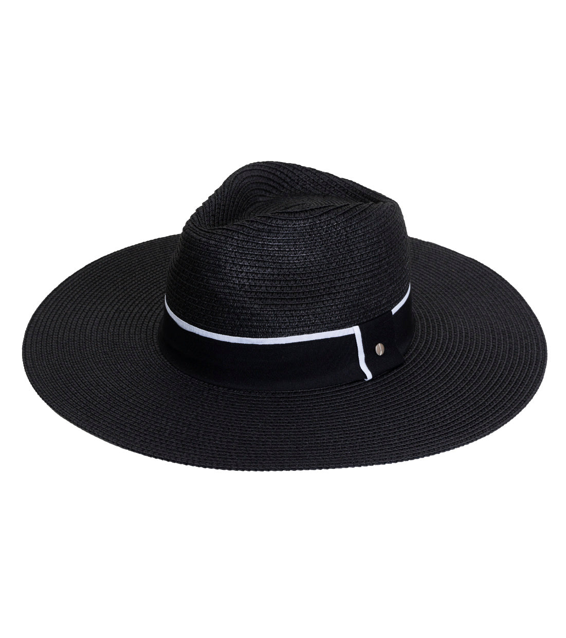 title:Jones New York Straw Hat 333S;color:BLACK/WHITE