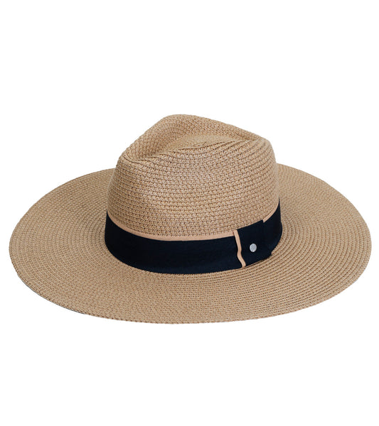 title:Jones New York Straw Hat 333S;color:TOAST/BLACK