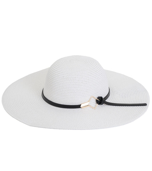 title:Jones New York Straw Hat 337S;color:WHITE