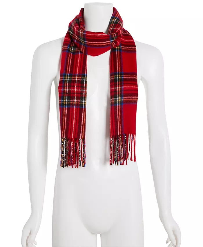 Steve Madden Women's Classic Plaid Muffler Scarf Red Size Regular