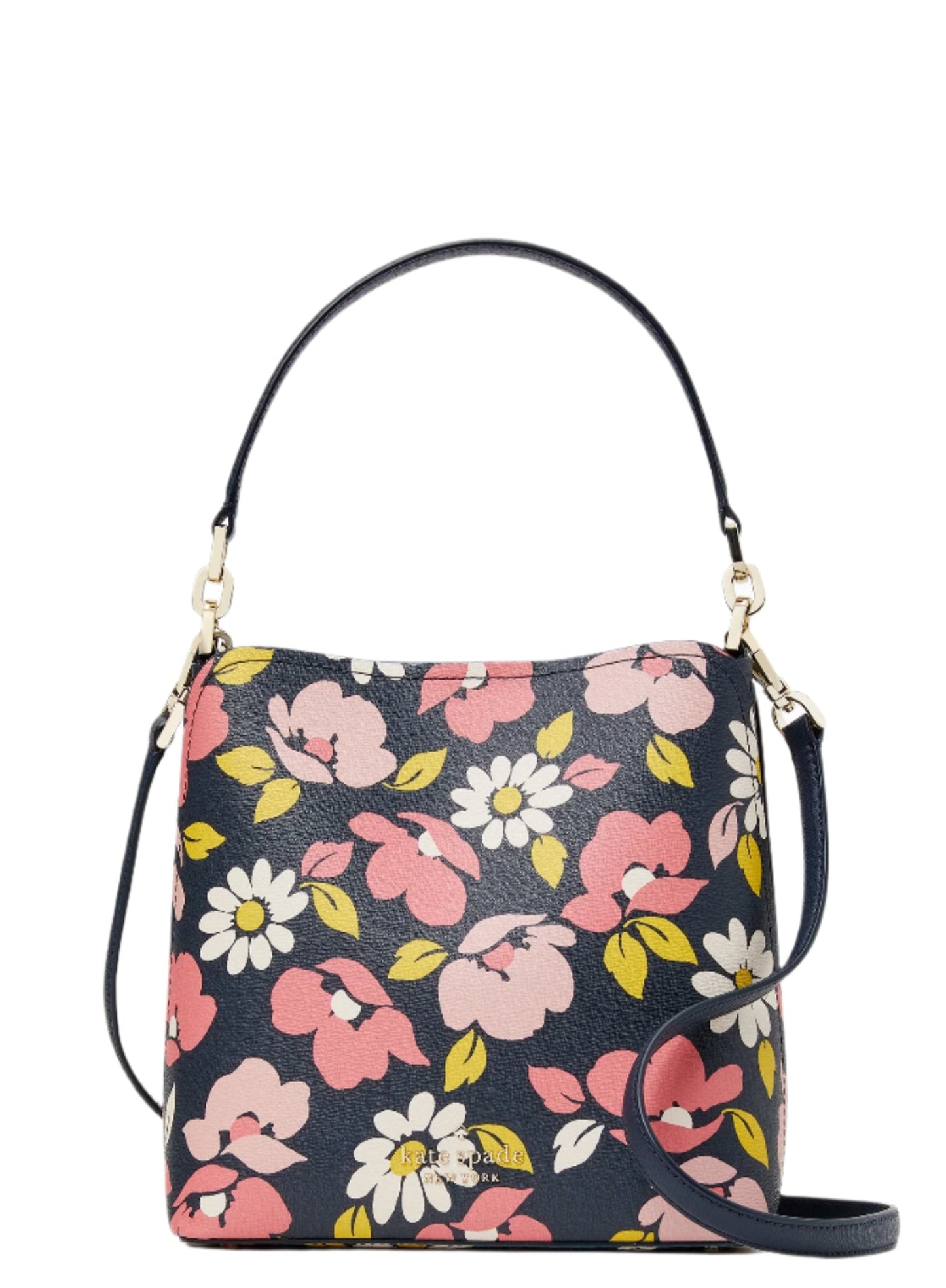 title:Kate Spade Women's Road Trip Floral Small Bucket;color:Blue Multi