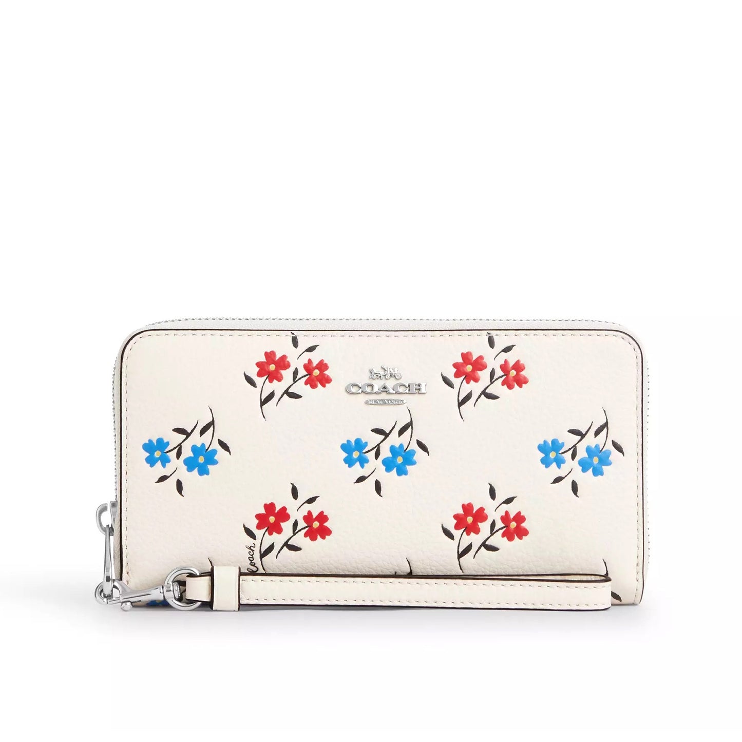 title:Coach Women's Long Zip Around Wallet With Floral Print;color:Chalk Multi