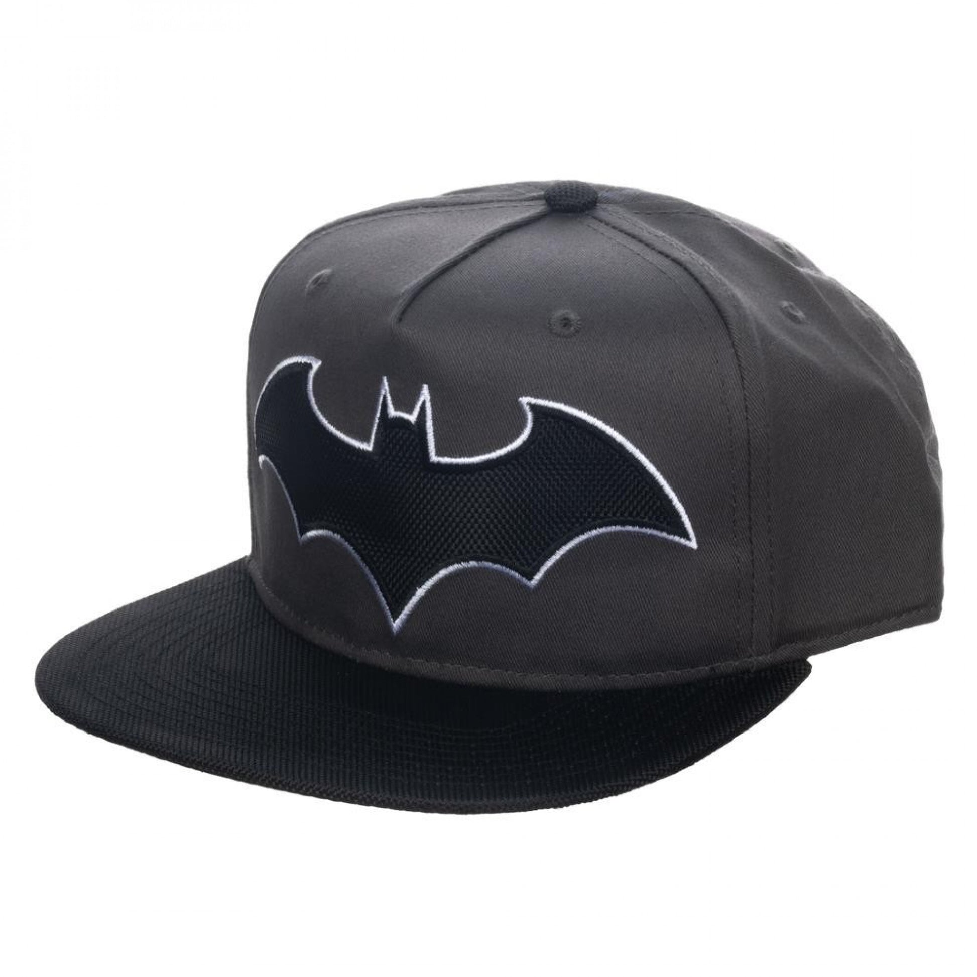 title:Batman Hush Symbol with Ballistic Brim Snapback Hat;color:Grey