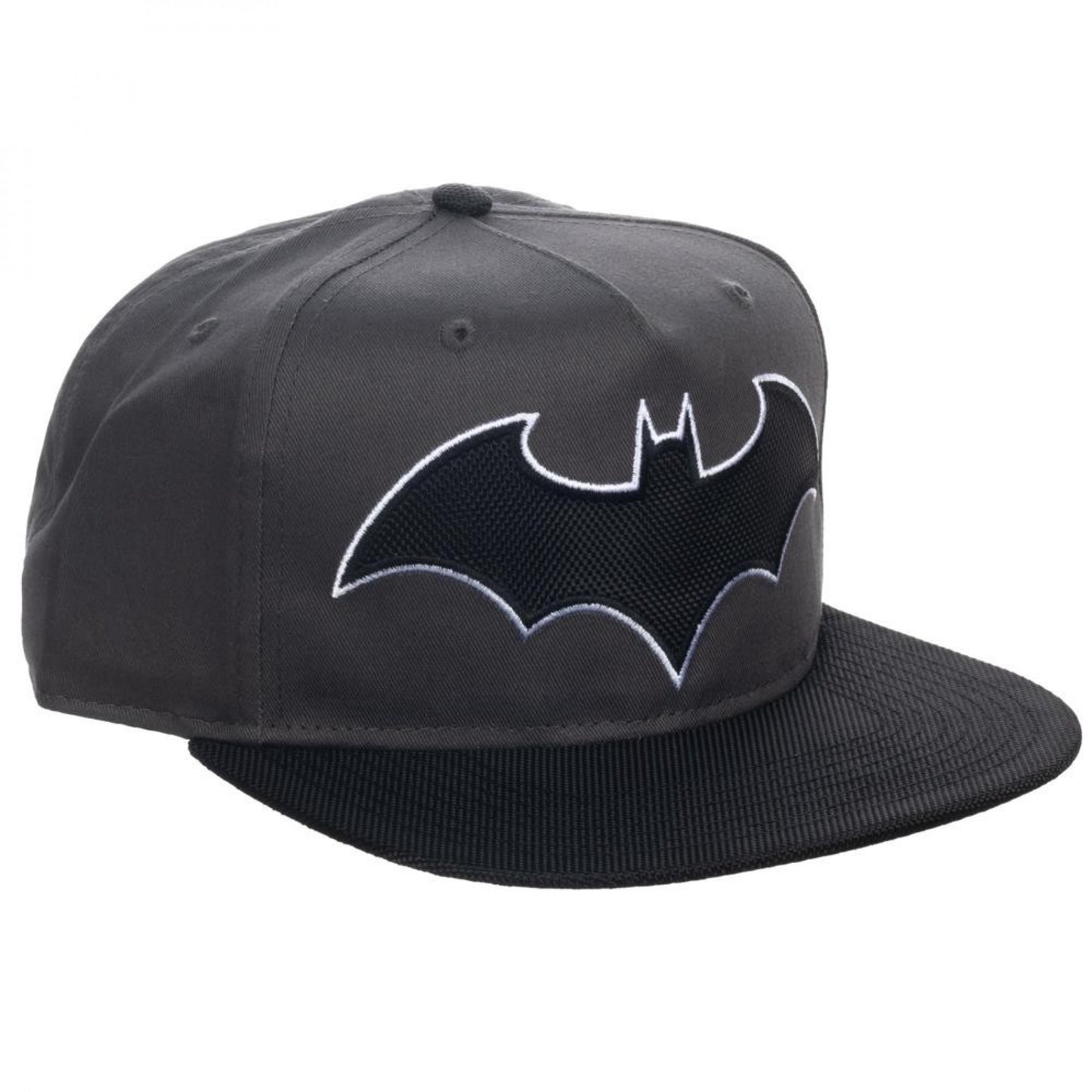 title:Batman Hush Symbol with Ballistic Brim Snapback Hat;color:Grey