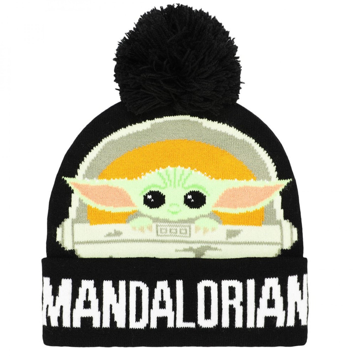 title:Star Wars The Mandalorian The Child Youth Cuff Pom Beanie & Gloves 2-Piece Winter Combo;color:Black