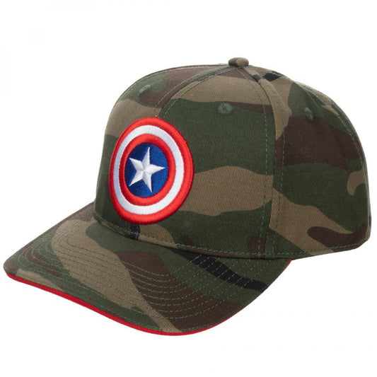 title:Captain America Camo Pre-Curved Bill Adjustable Snapback Hat;color:Green