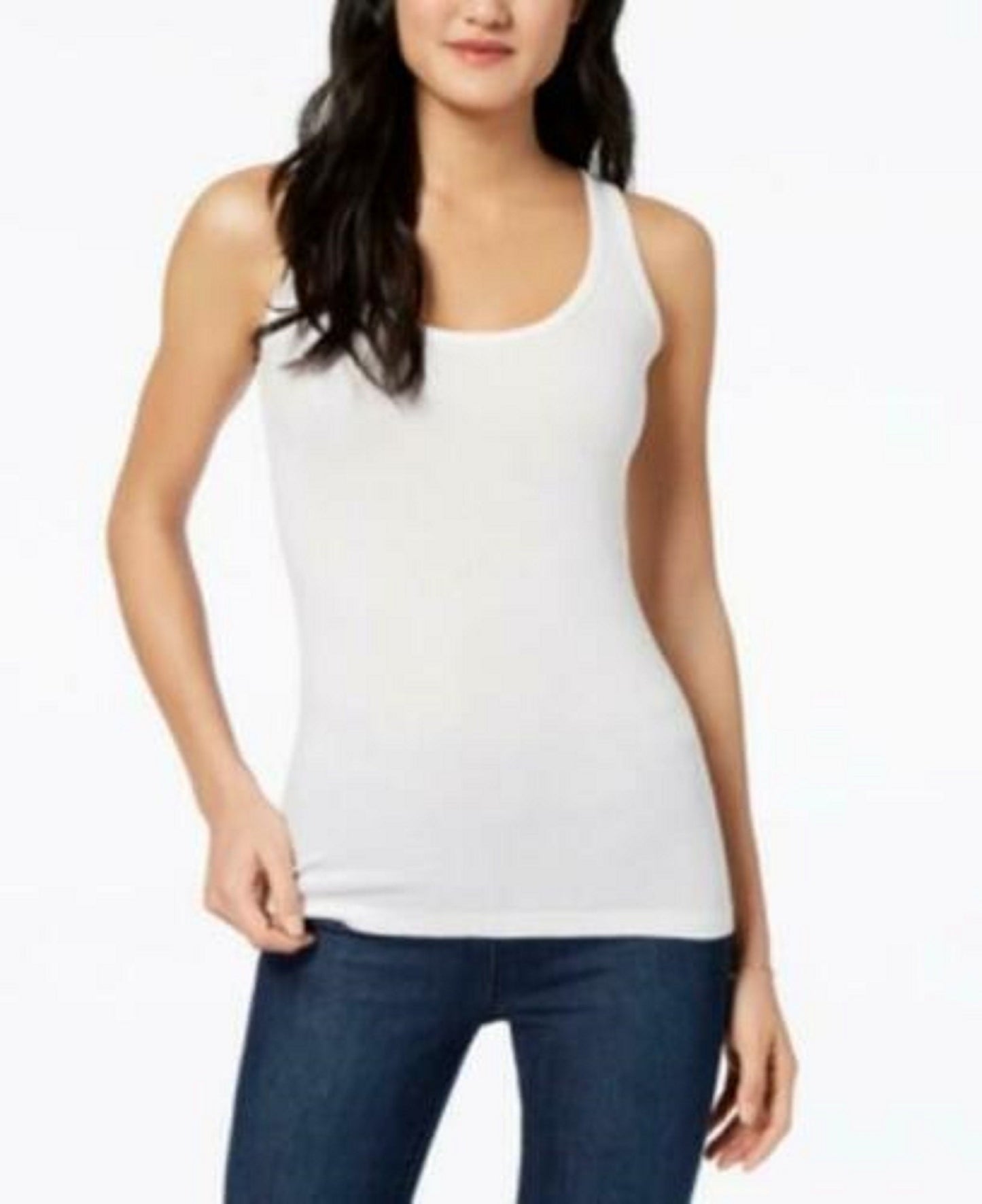 Maison Jules Women's Fitted Tank Top White Size Extra Large